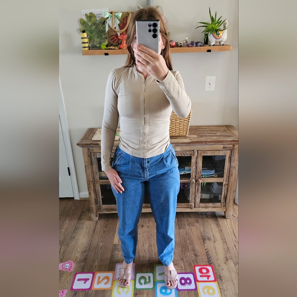 French Connection Taupe Long Sleeve Top